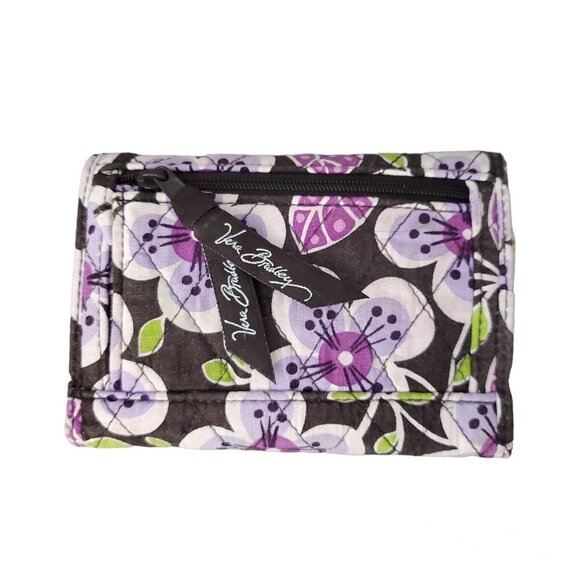 🏆104 Vera Bradley Retired Pattern Plum Petals Tri-Fold Wallet - Picture 7 of 9